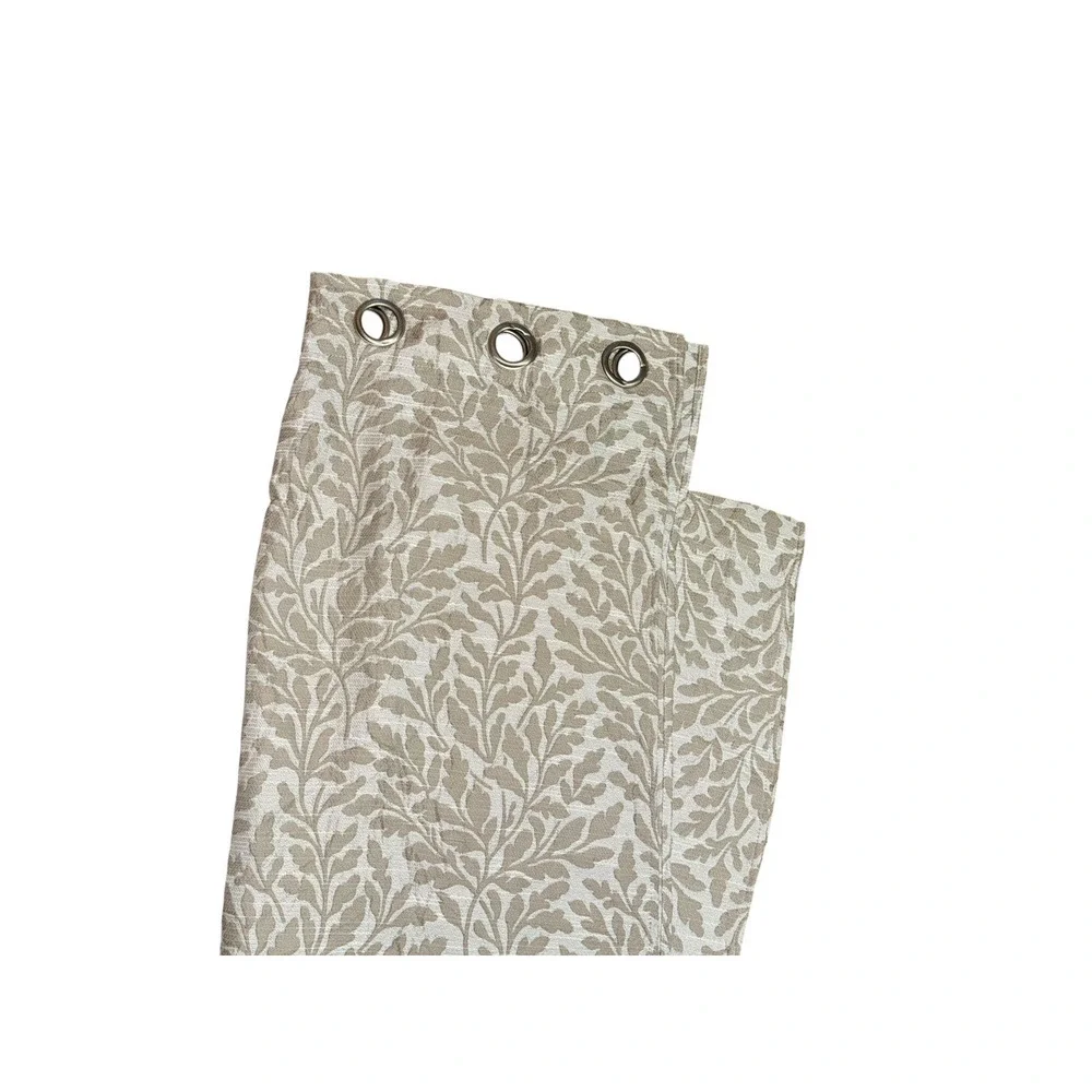 Colordrift Pair Leaf Print Curtains Beige Tan Neutral Shimmer Grommets 2 Panels